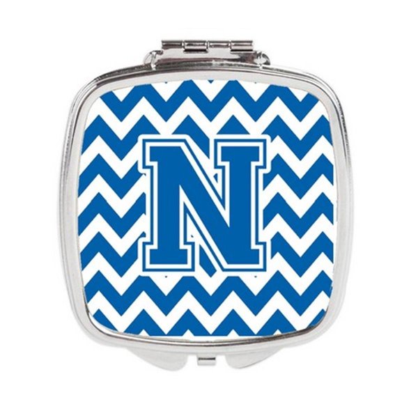 Carolines Treasures Letter N Chevron Blue and White Compact Mirror CJ1056-NSCM